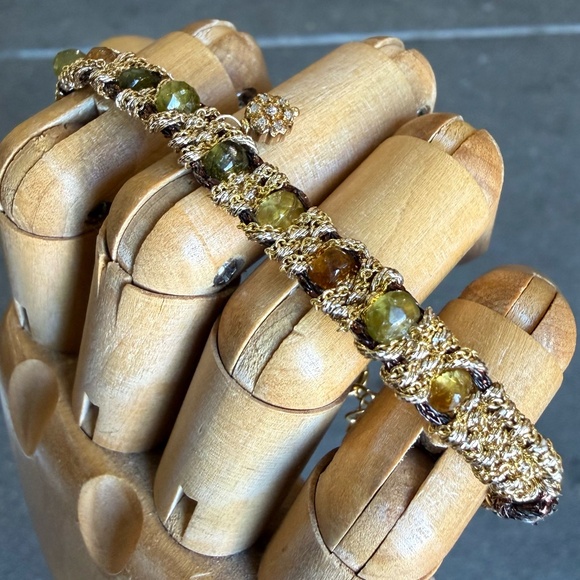 Dag Gioielli 14k Gold Plated Bracelet with Green Tourmaline - Picture 2 of 2